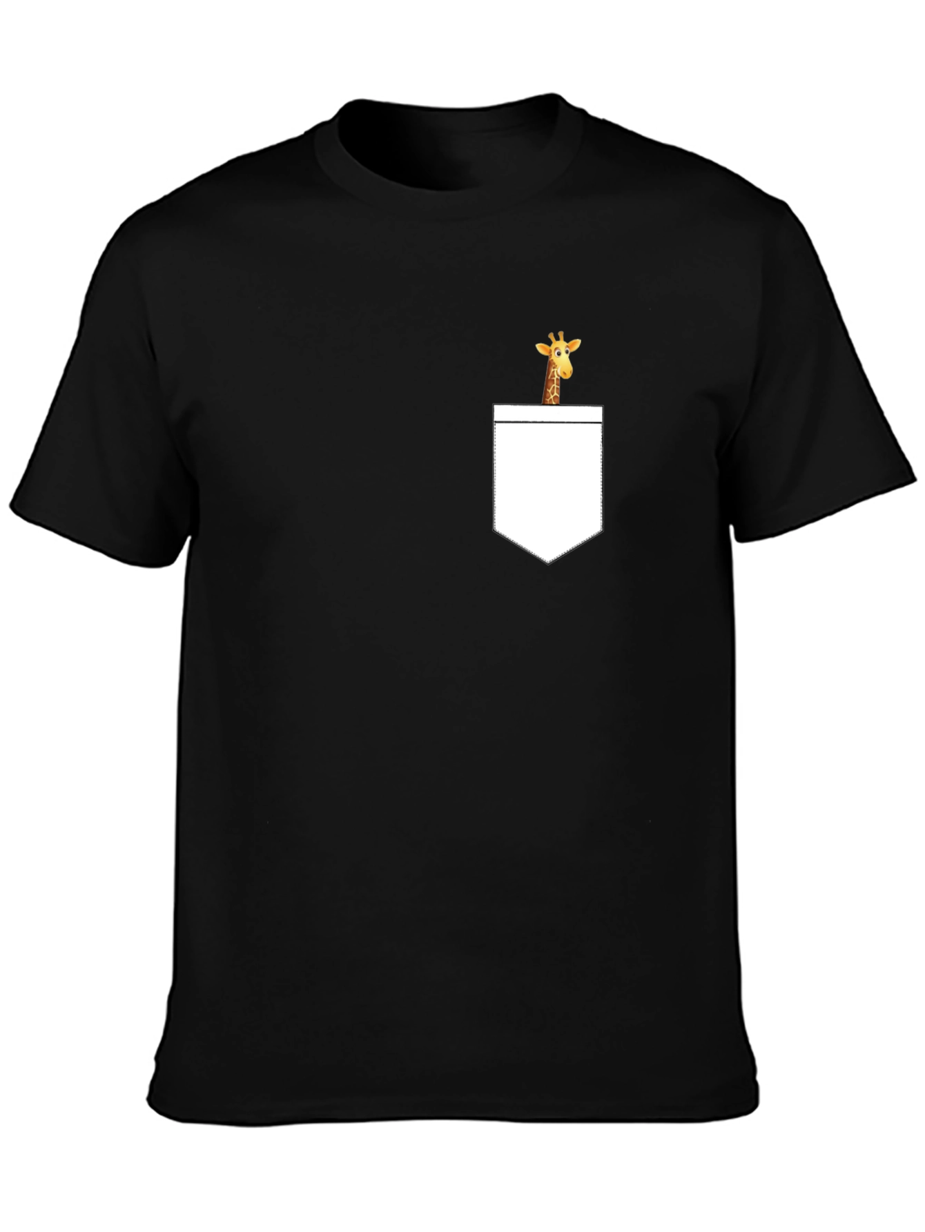 Black Giraffe Pocket Tee - Men's Novelty Graphic T-Shirt view 3