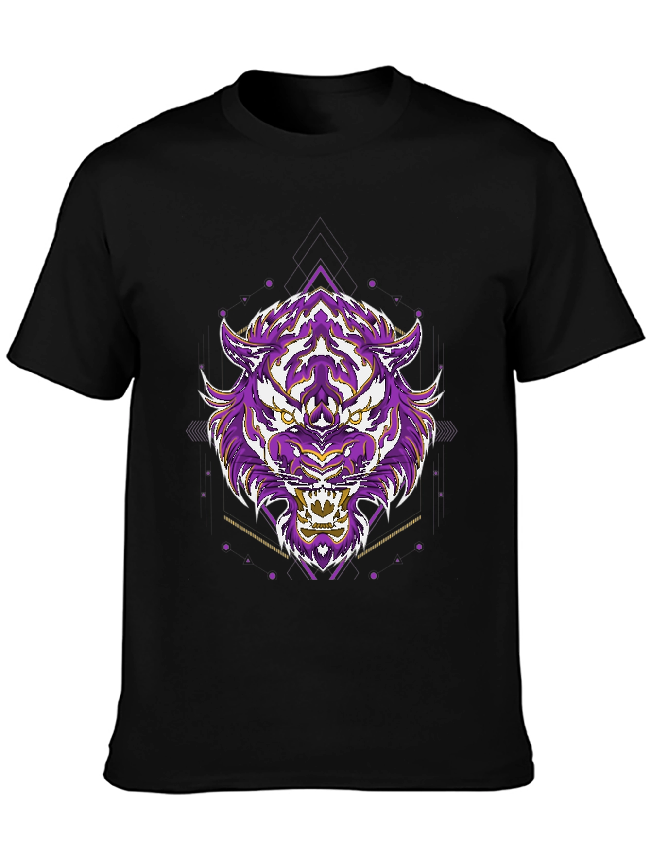 Black Geometric Tiger Graphic Tee - Cool Streetwear view 3