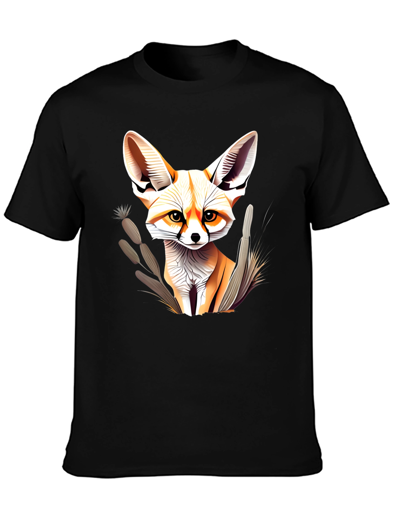 Black Fennec Fox Graphic T-Shirt - Unisex Black Tee view 3
