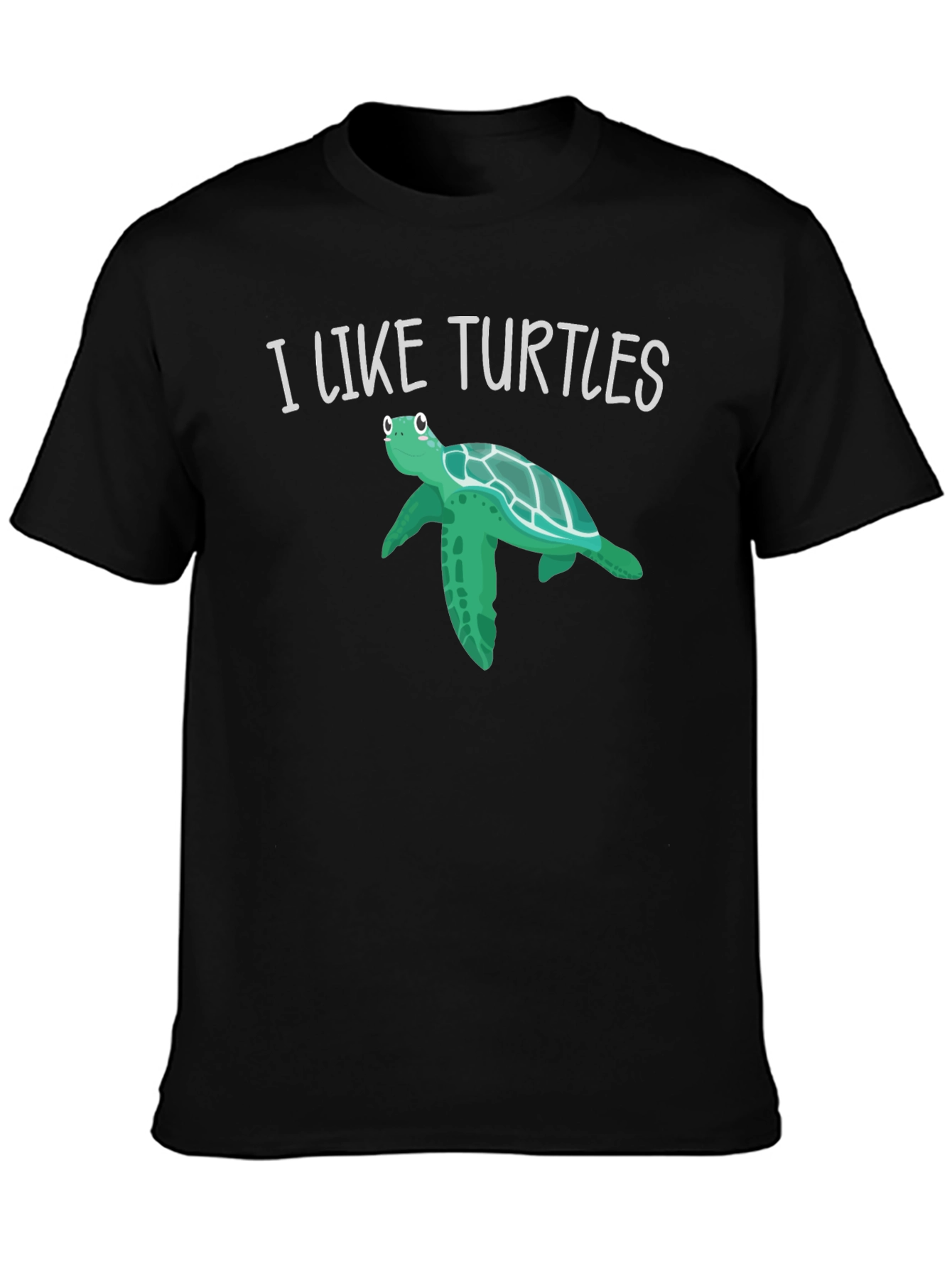 Black I Like Turtles Graphic Tee - Black view 3