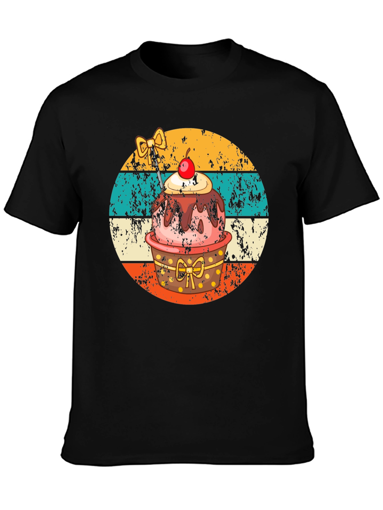 Black Retro Cupcake T-Shirt - Sweet Treat Design view 3