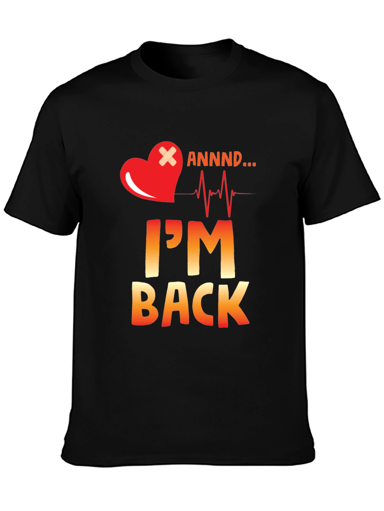 Black I'm Back Heartbeat Graphic Tee view 3