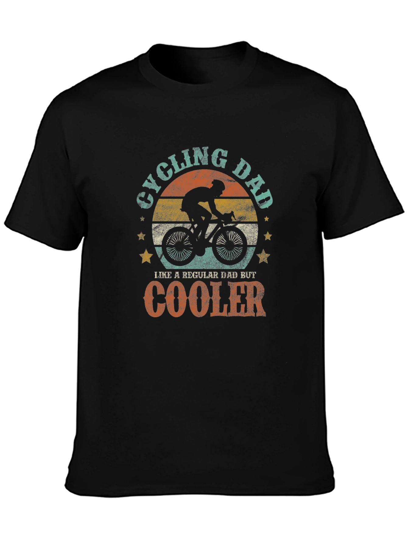 Black Cycling Dad T-Shirt - Retro Design, Cool Father's Day Gift view 3