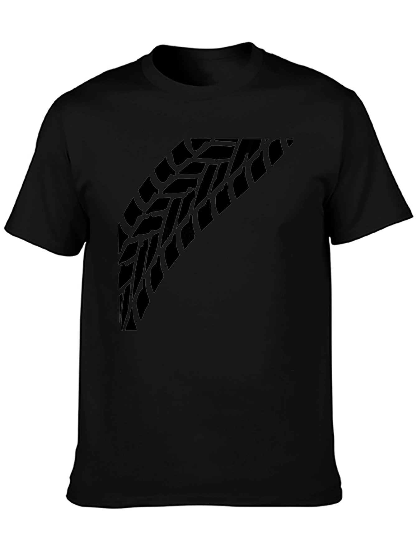 Black Tire Tread Graphic Tee - Black Crew Neck view 3