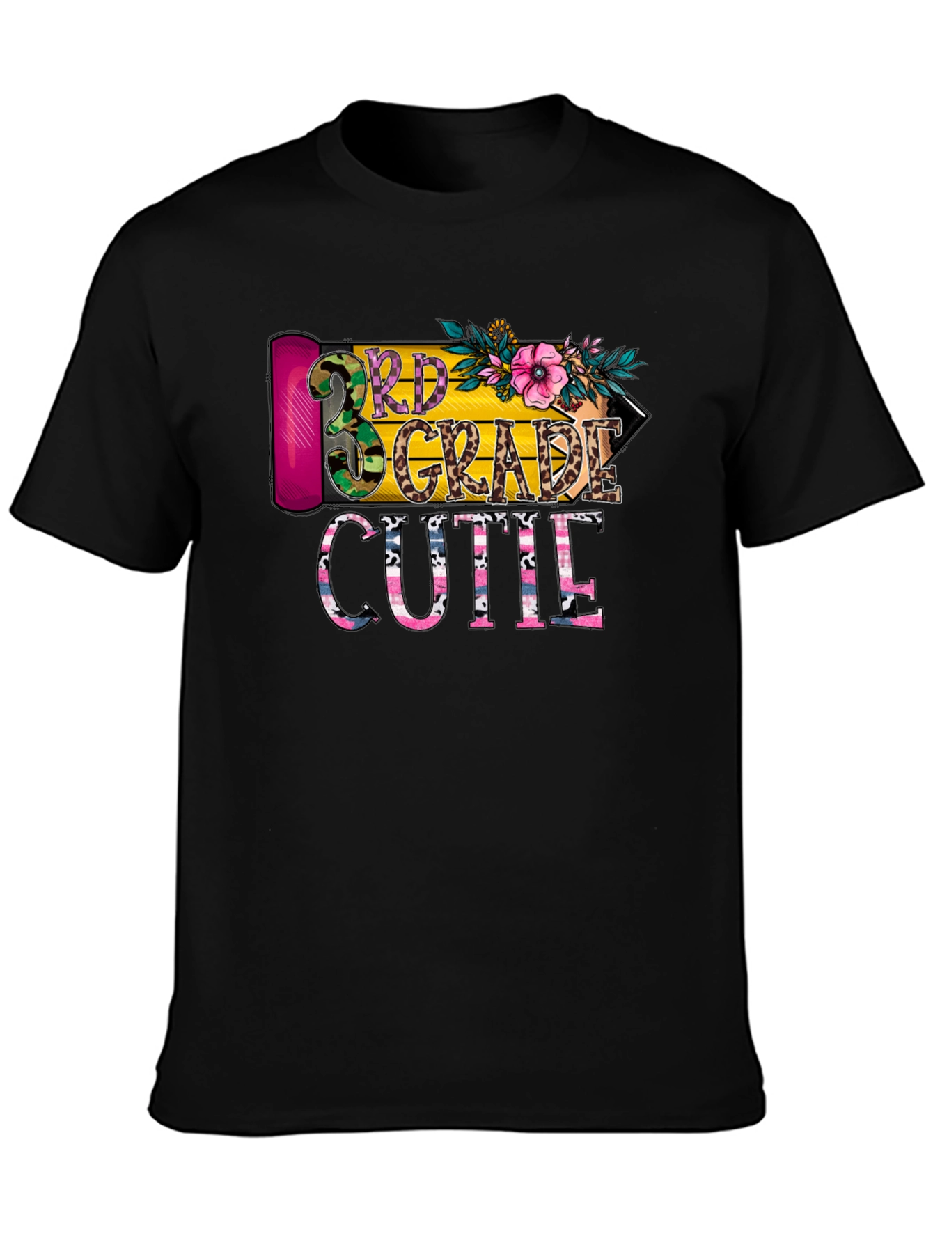 Black 3rd Grade Cutie T-Shirt - Back to School view 3