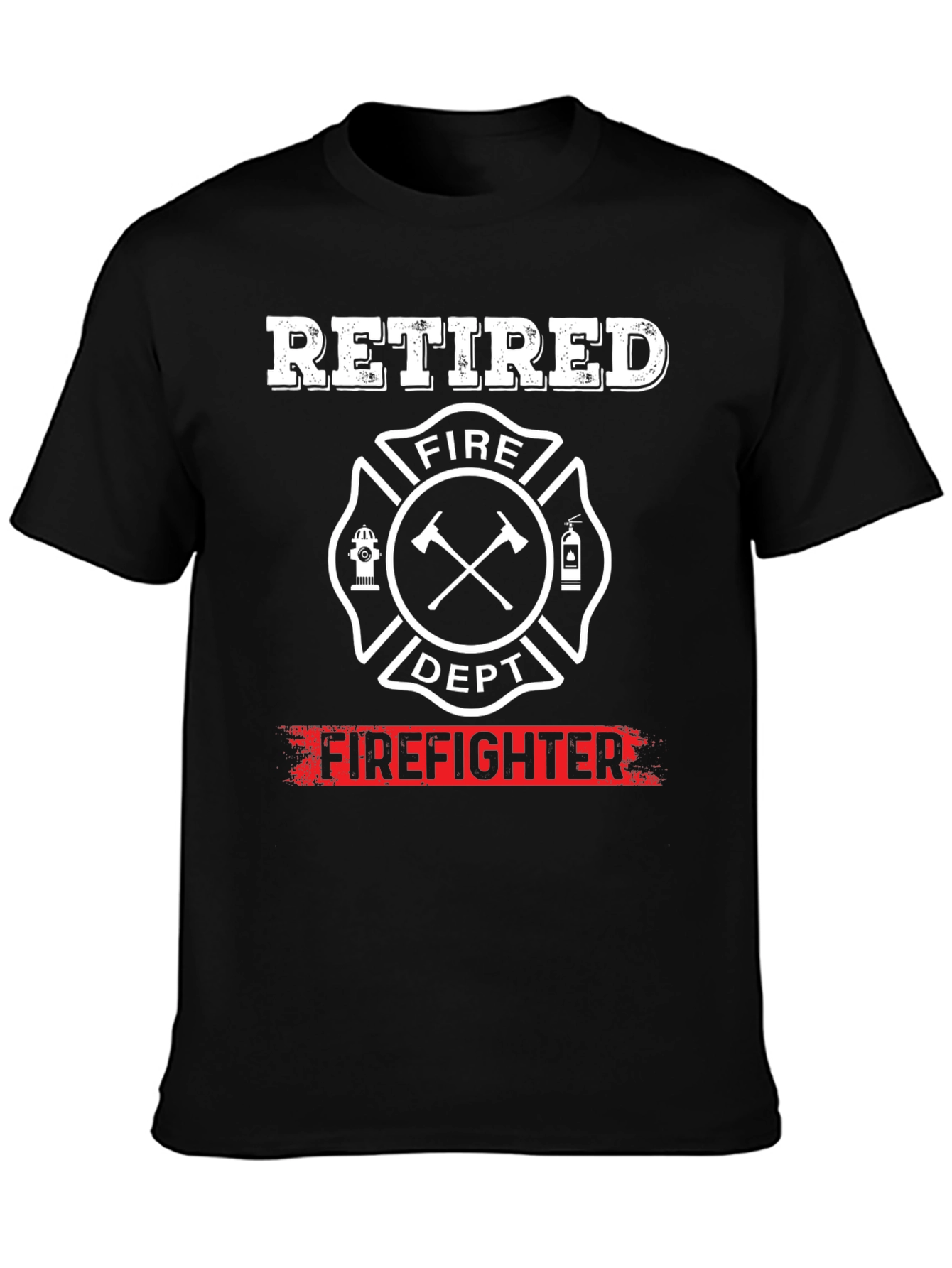 Black Retired Firefighter T-Shirt view 3