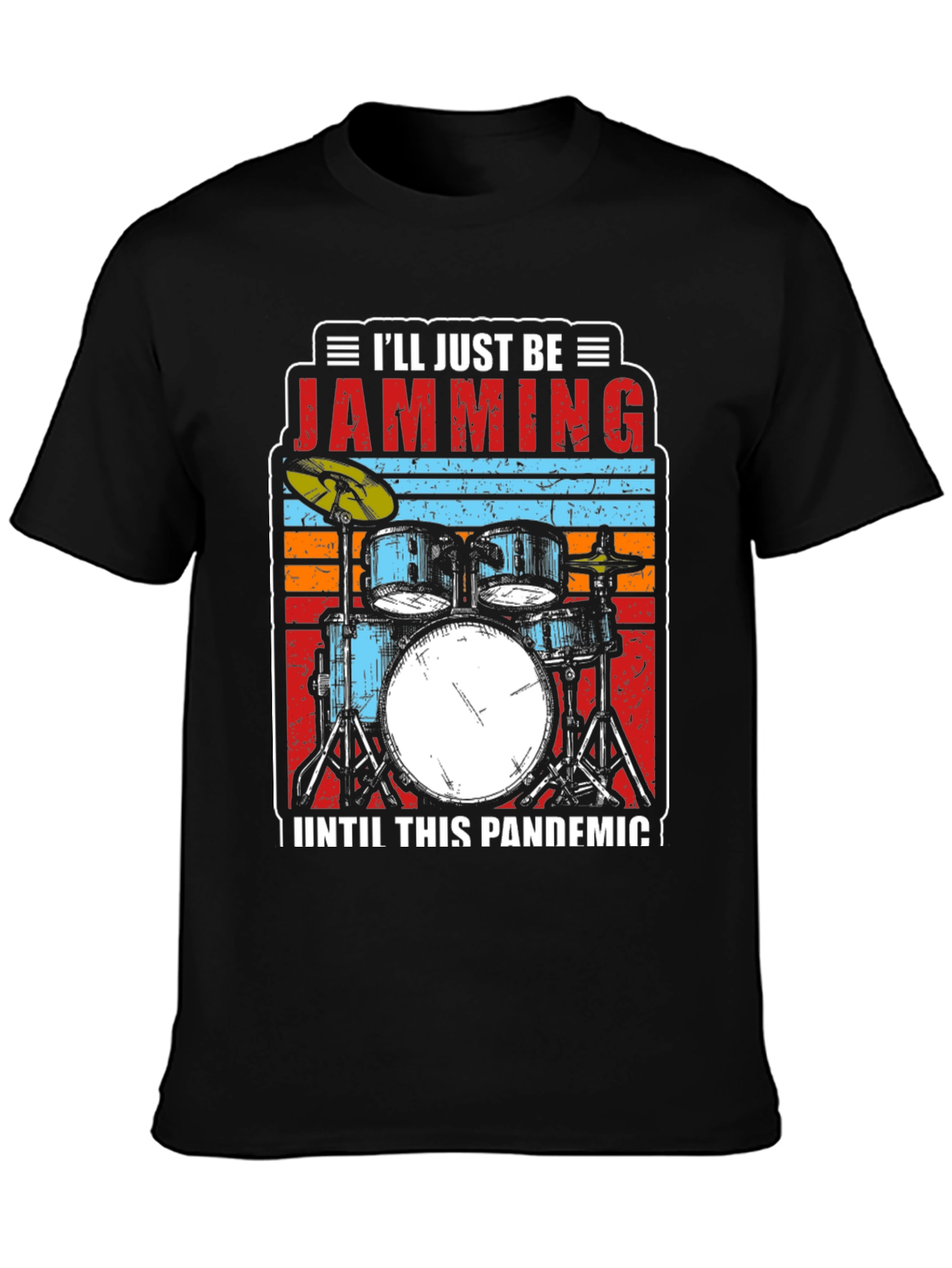 Black Jamming Pandemic T-Shirt - Musician Drummer Tee view 3
