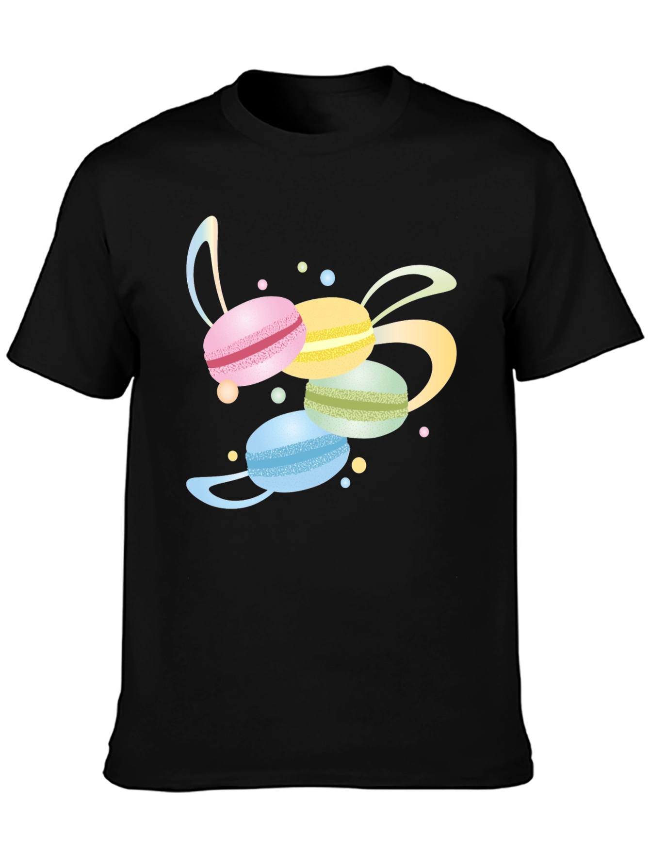 Black Macaron T-Shirt - Sweet Treat Design view 3