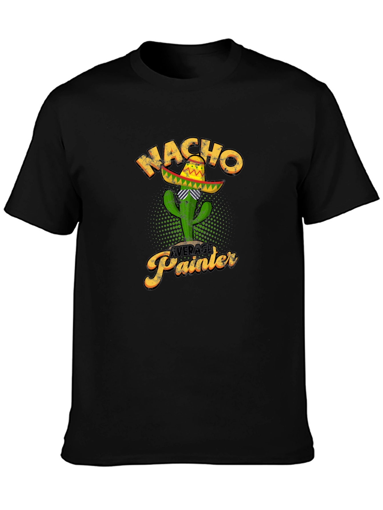 Black Nacho Average Painter Cactus T-Shirt view 3
