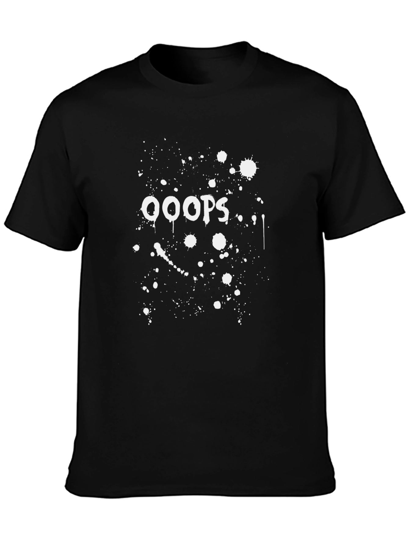 Black OOOPS! Splatter Print Black T-Shirt view 3