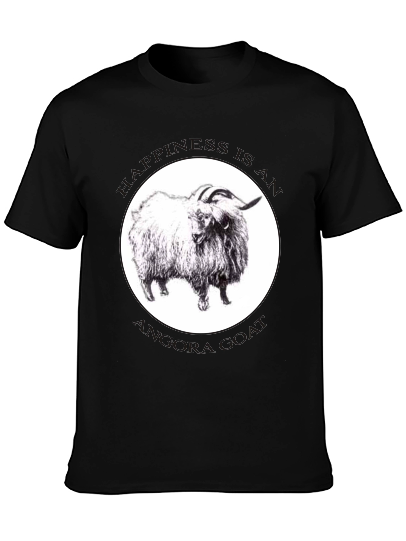 Black Angora Goat Happiness Black T-Shirt view 3