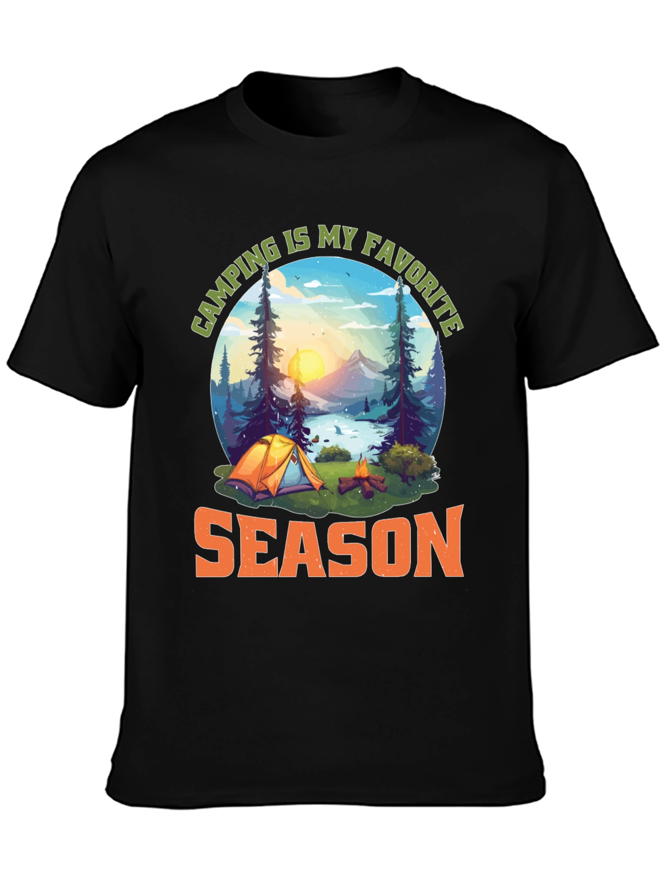 Black Camping Is My Favorite Season Graphic T-Shirt view 3