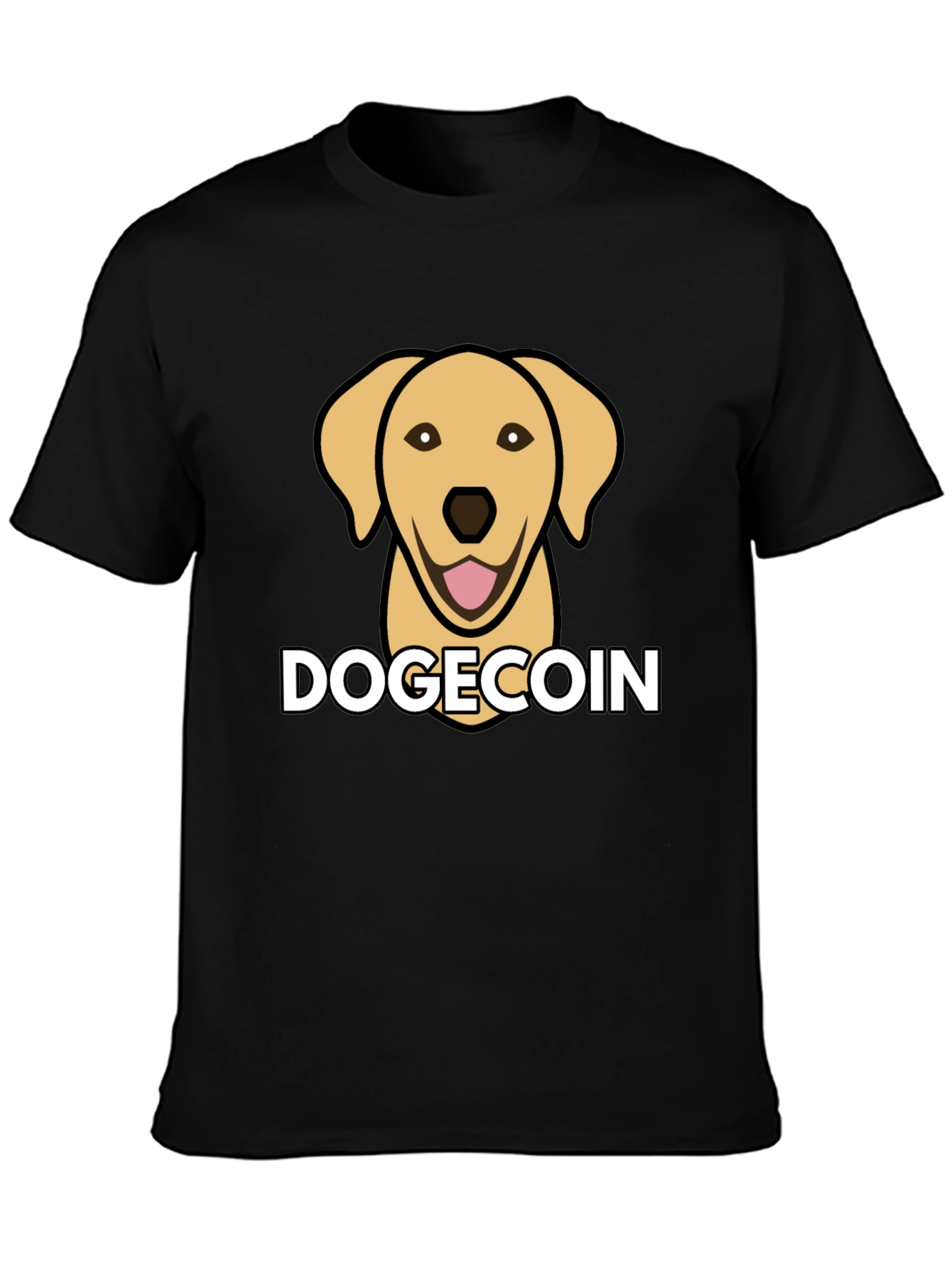 Black Dogecoin Dog Head Black T-Shirt view 3