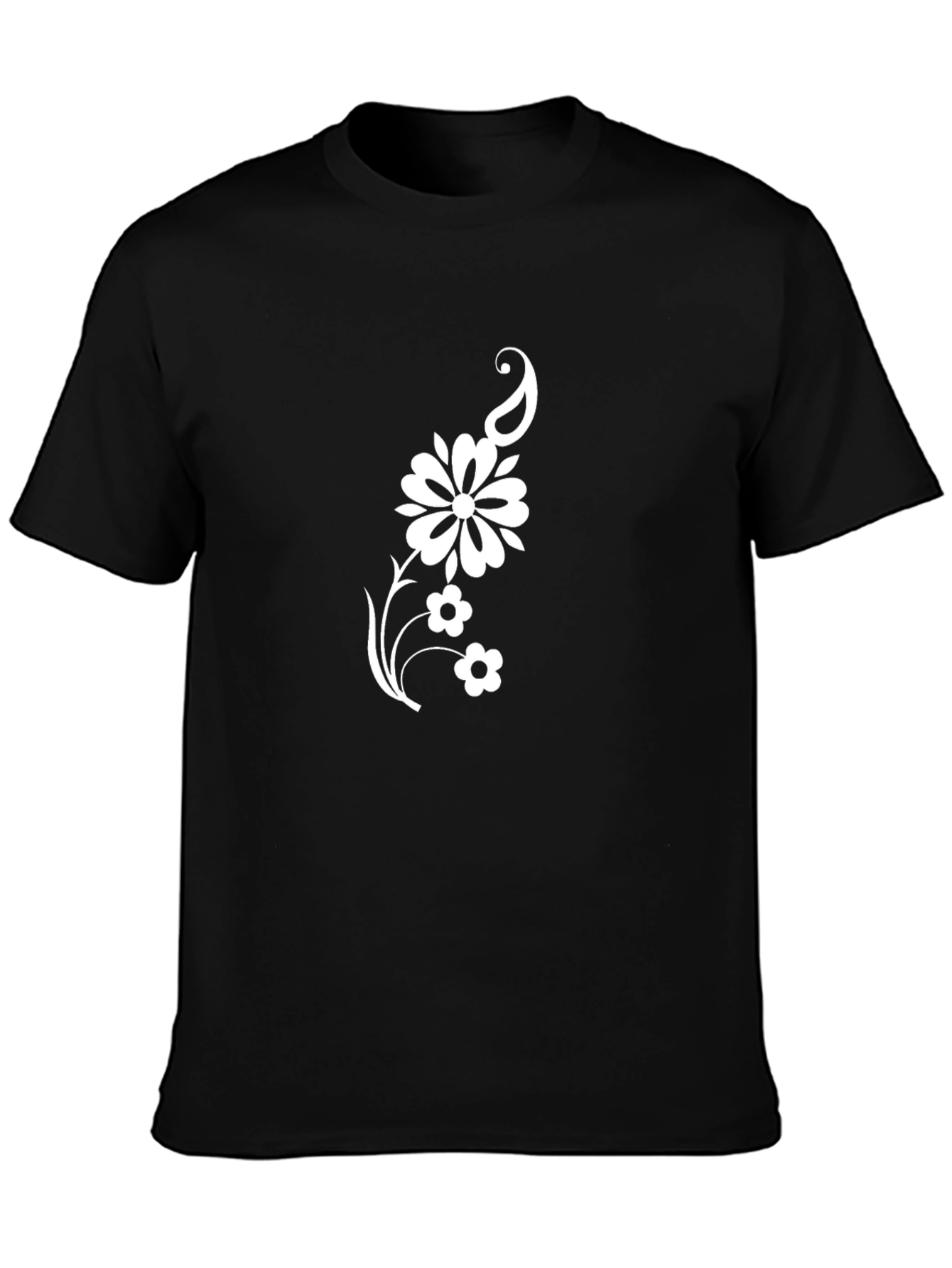 Black T-Shirt with Floral Paisley Graphic - 3