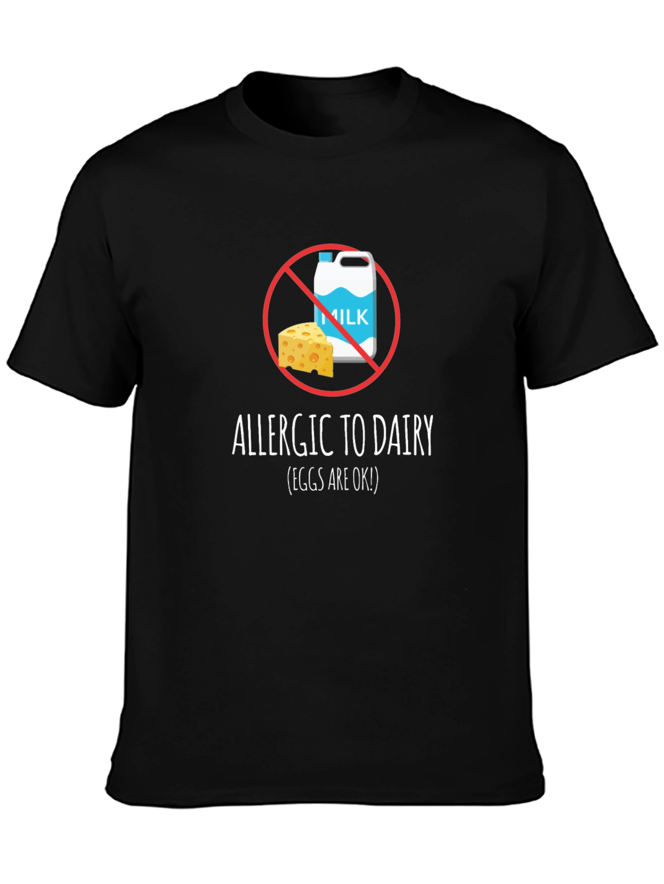 Black Dairy Allergy T-Shirt - Milk & Cheese Crossed Out view 3