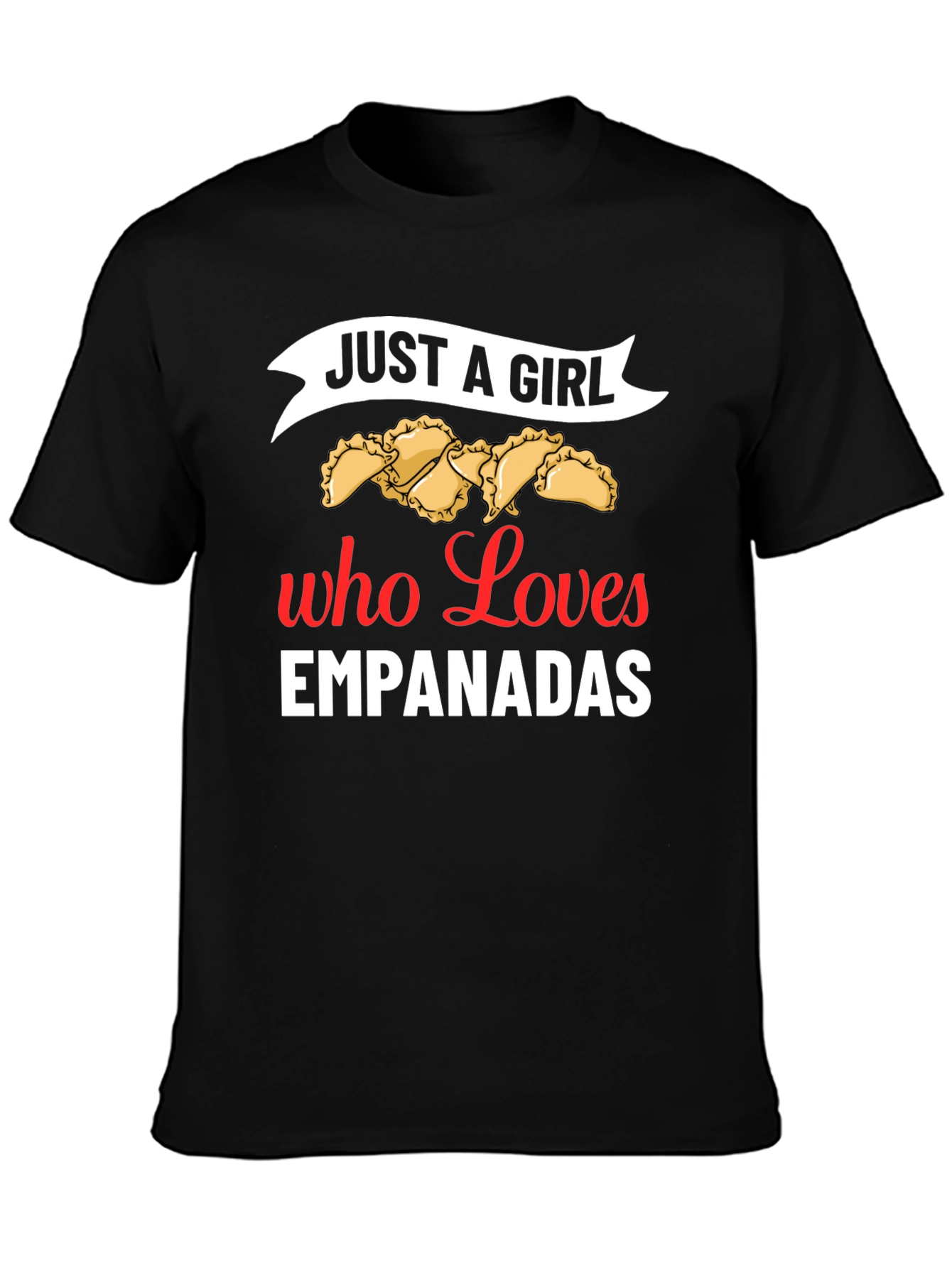Black Just a Girl Who Loves Empanadas T-Shirt view 3