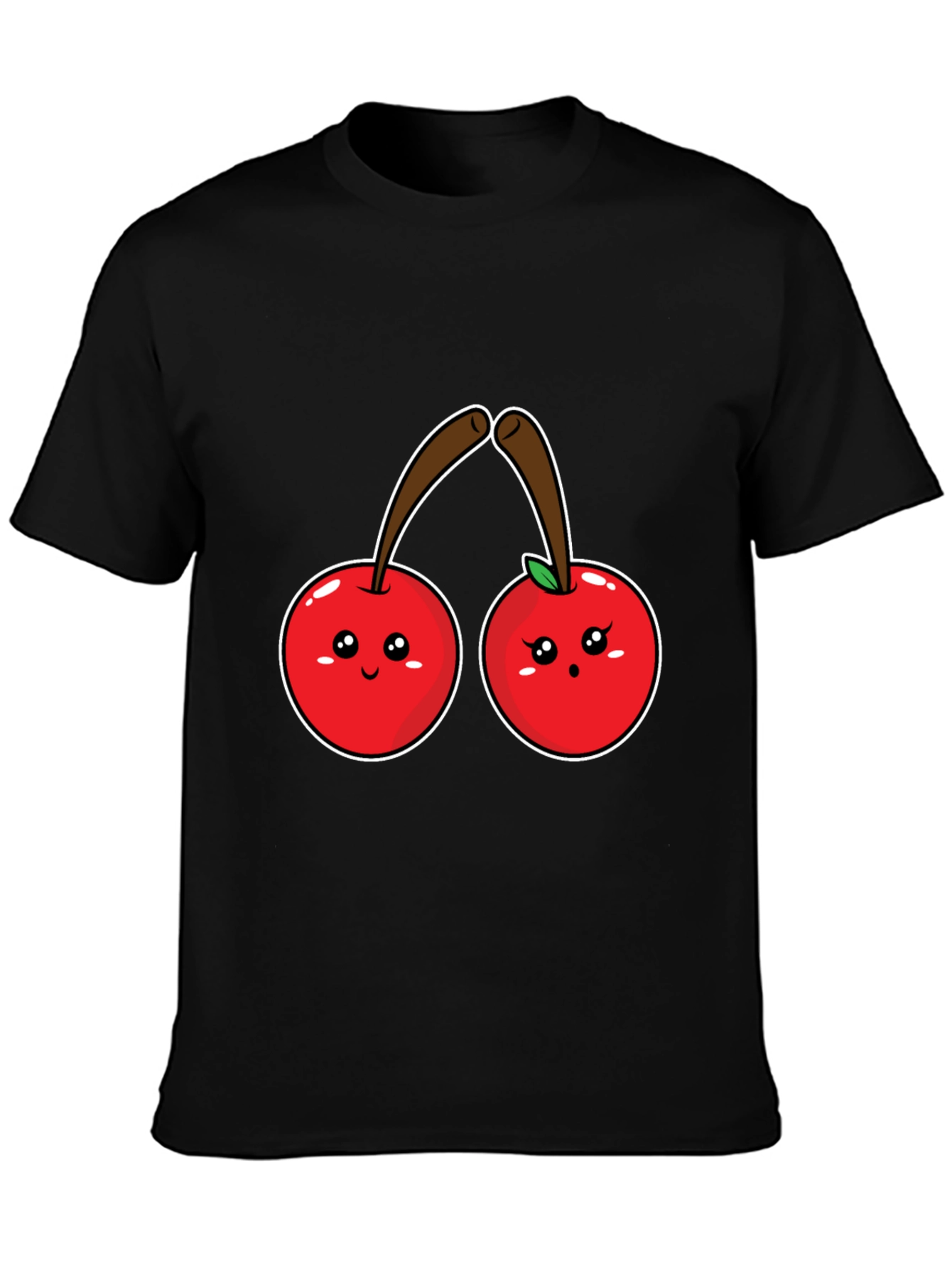 Black Cute Cherry Graphic Black Tee Shirt view 3