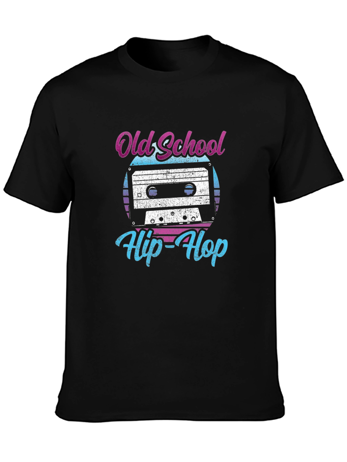 Black Old School Hip-Hop Cassette Tape T-Shirt view 3