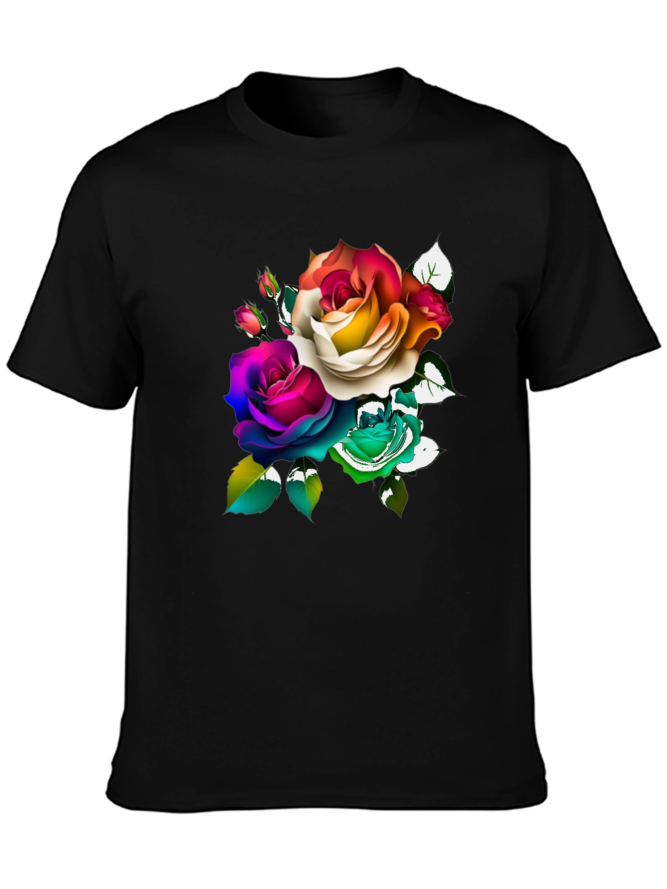 Black Floral Graphic Black T-Shirt view 3