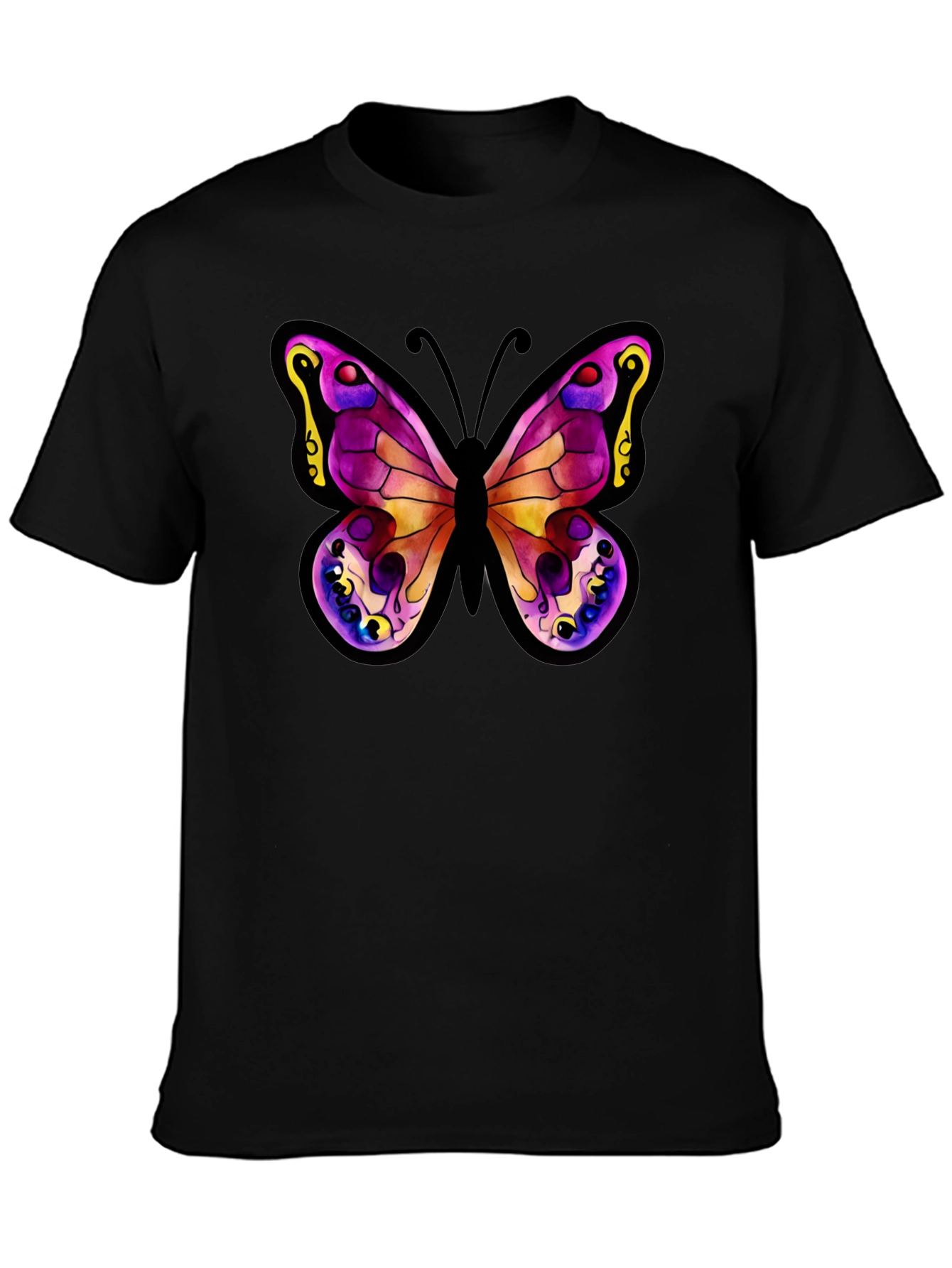 Black Butterfly Graphic Tee - Stylish Black Cotton Shirt view 3