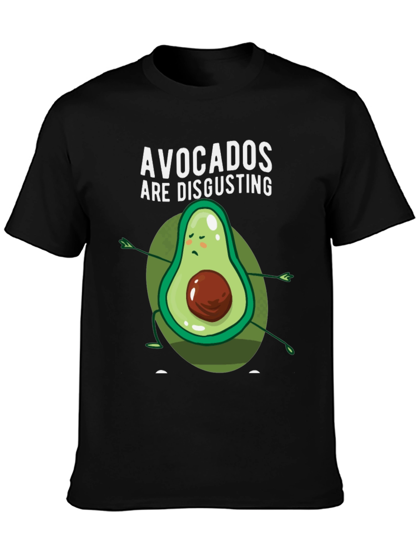 Black Funny Avocado Graphic Tee - 'Avocados Are Disgusting' T-Shirt view 3