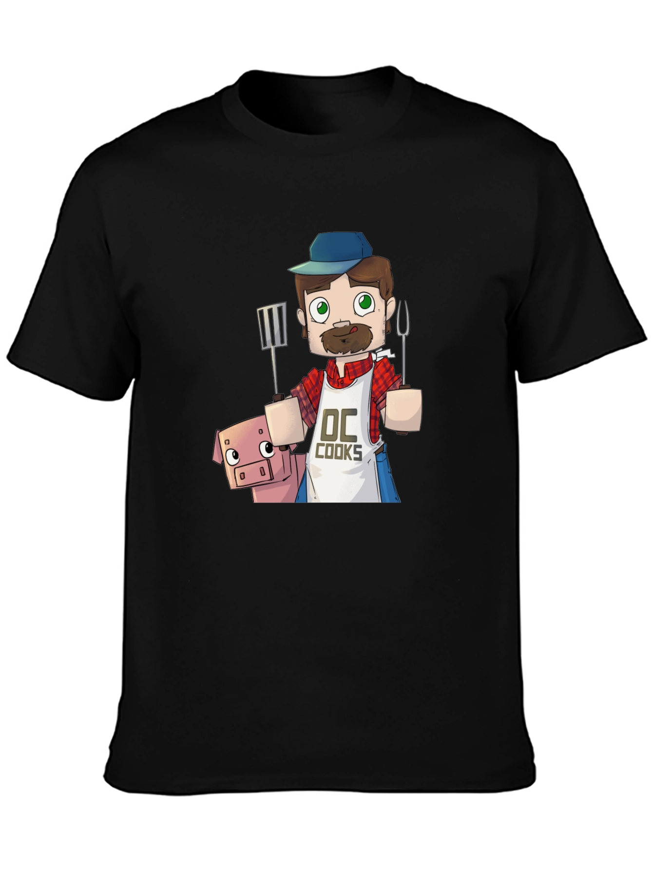 Black BBQ Chef and Pig Graphic Tee view 3