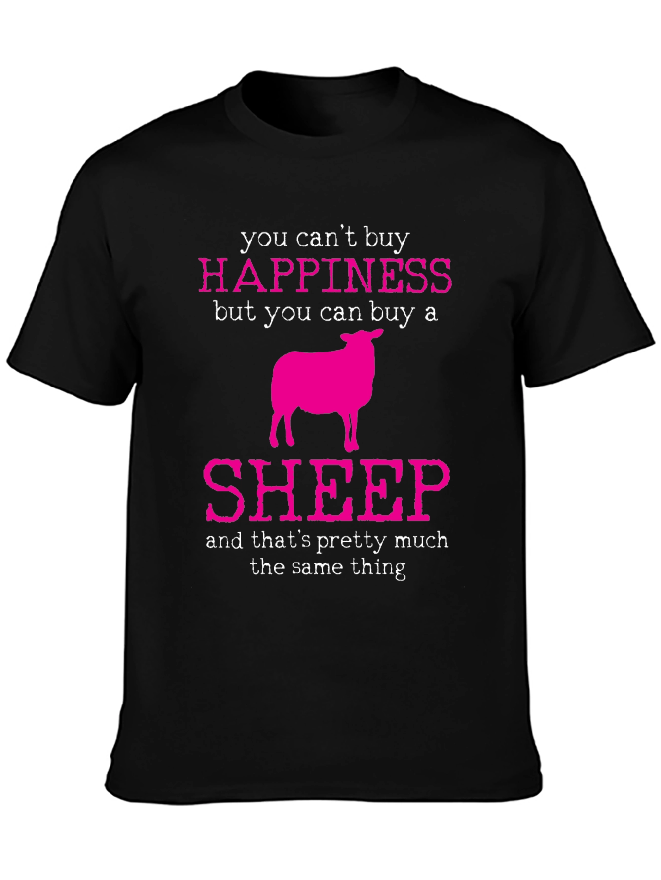 Black Happiness Sheep Graphic Tee view 3