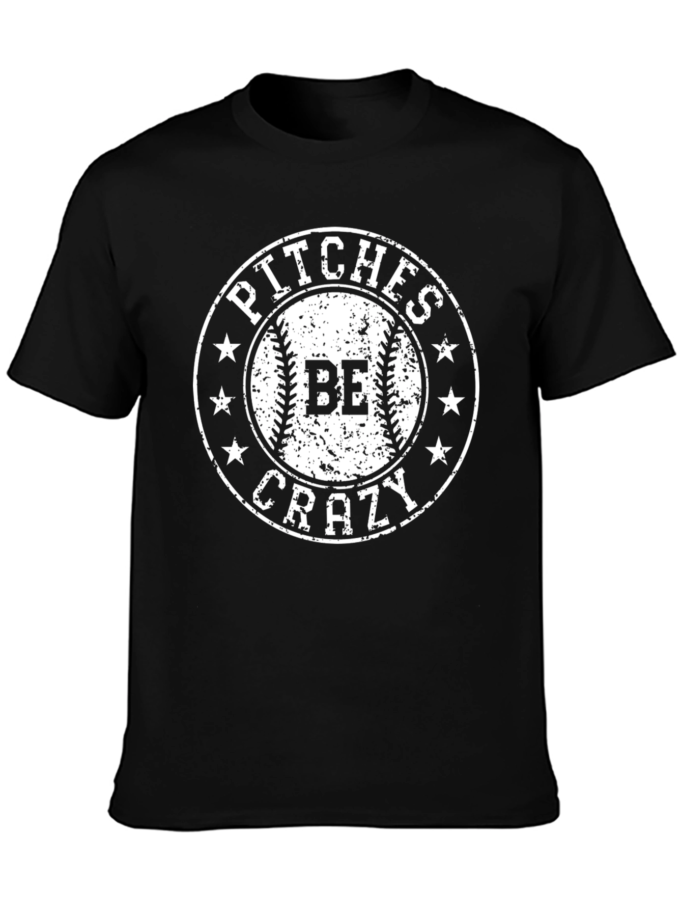 Black Pitches Be Crazy Baseball Graphic Tee - Black view 3