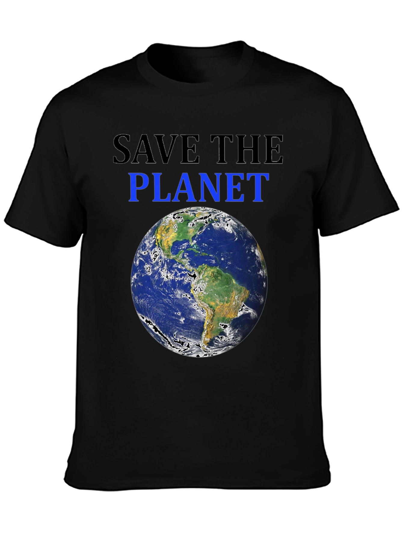 Black Save the Planet Earth Graphic T-Shirt view 3
