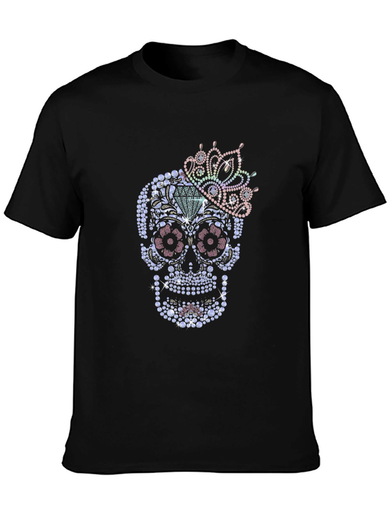 Black Rhinestone Sugar Skull Graphic T-Shirt - Mens view 3
