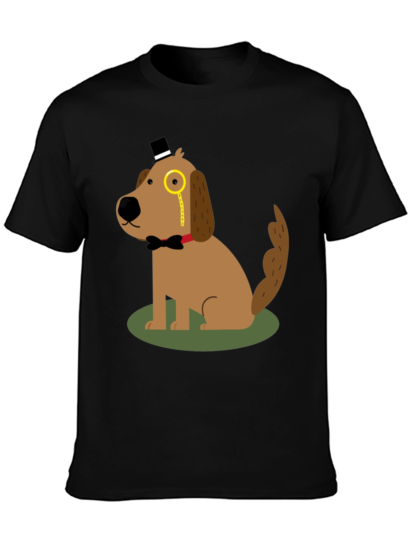 Black Dapper Dog T-Shirt: Cartoon Gentleman view 3