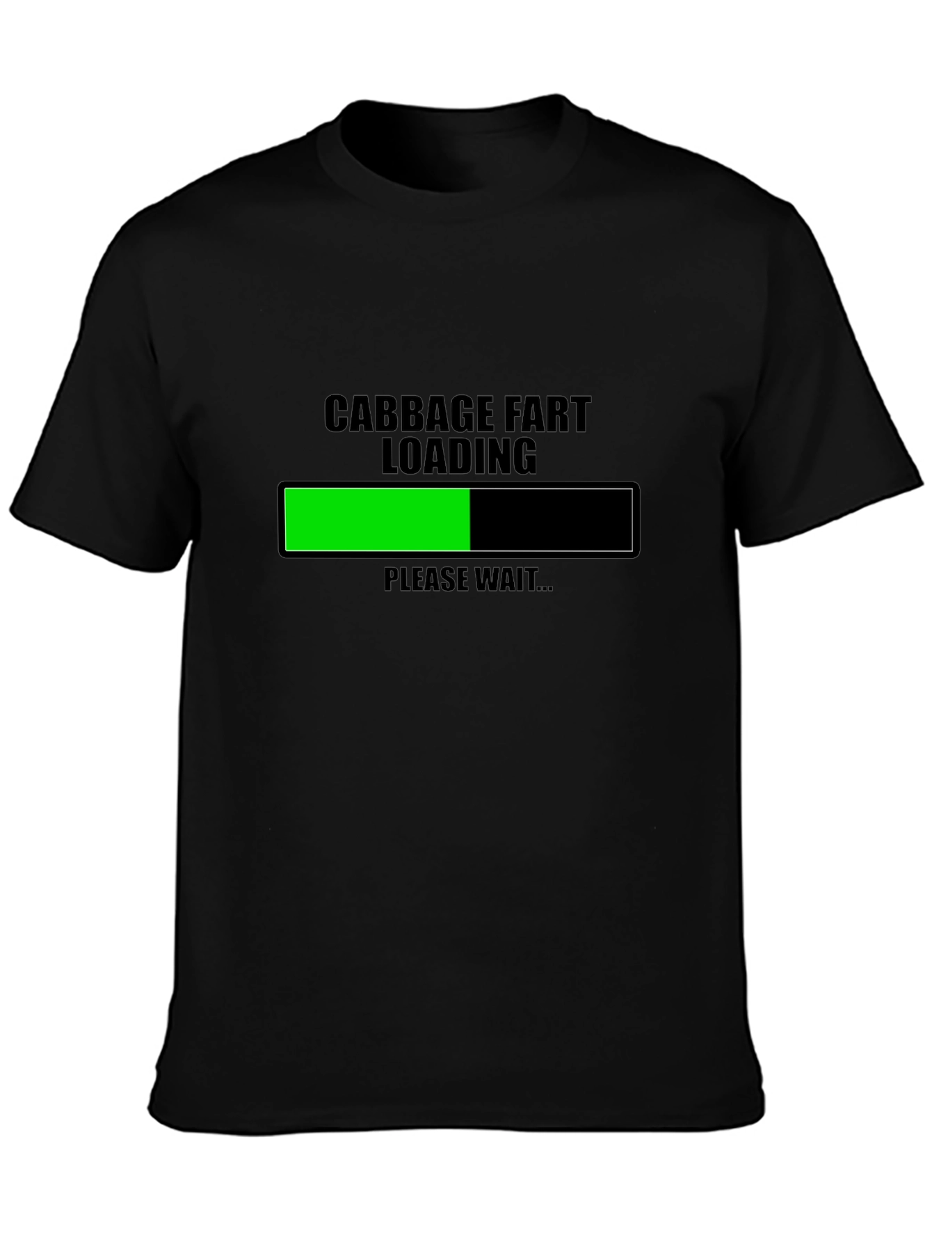 Black Cabbage Fart Loading Funny Graphic T-Shirt view 3