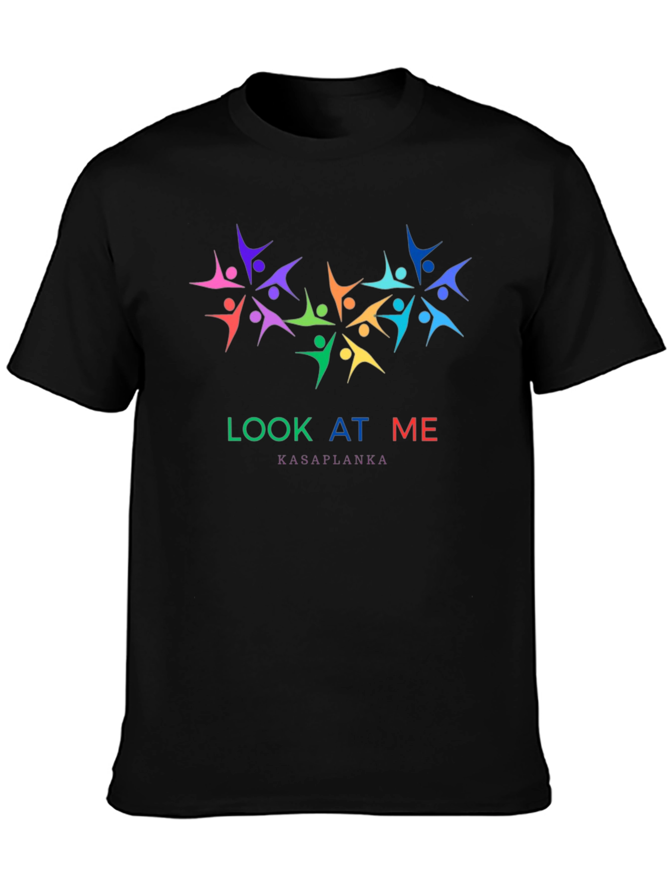 Black Colorful 'Look At Me' Graphic Black Tee view 3