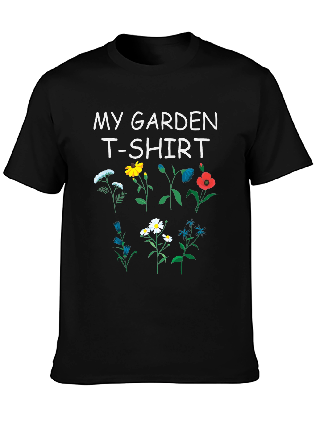 Black My Garden T-Shirt: Floral Design view 3