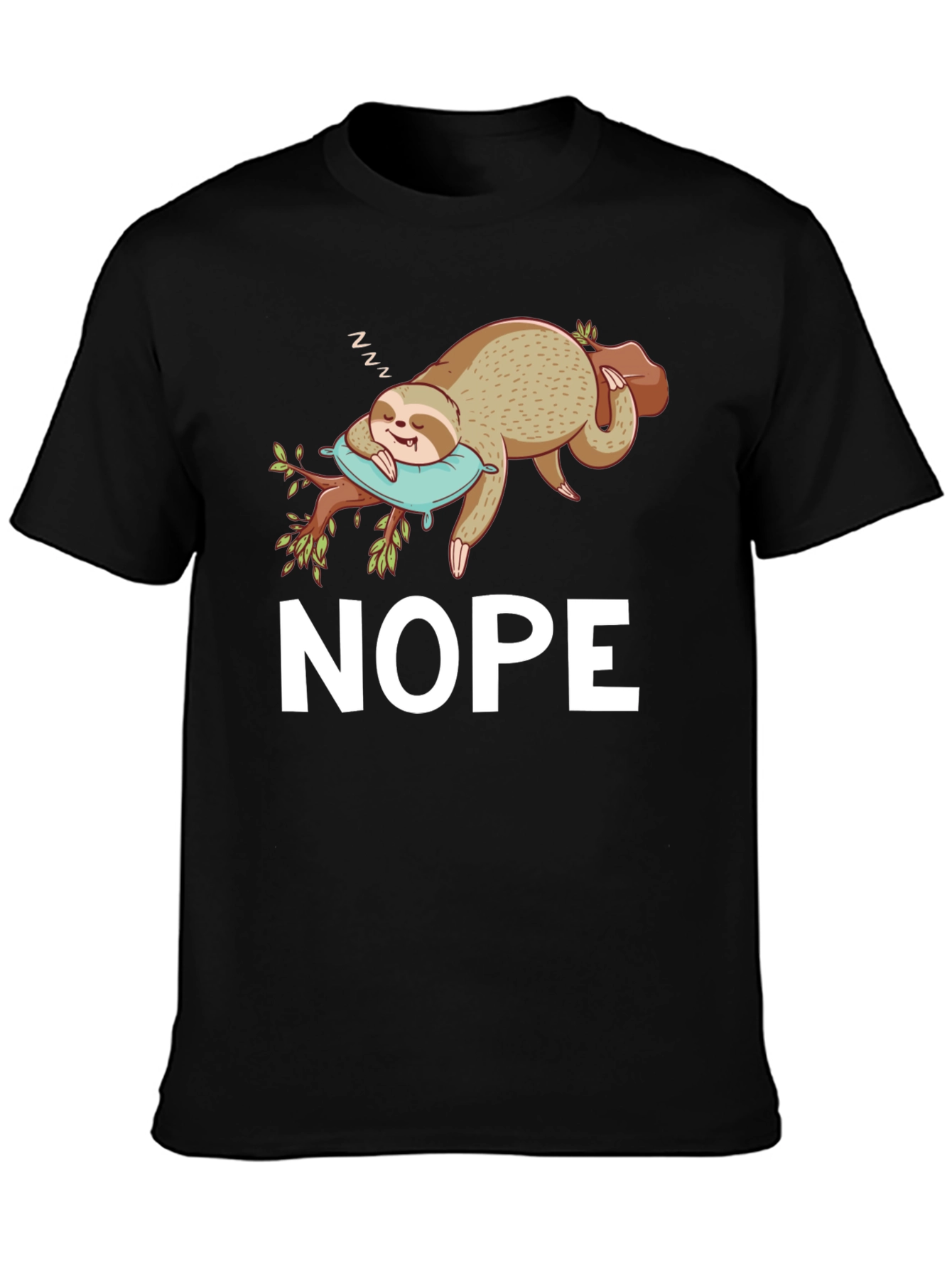 Black Nope Sloth T-Shirt - Sleepy & Funny view 3