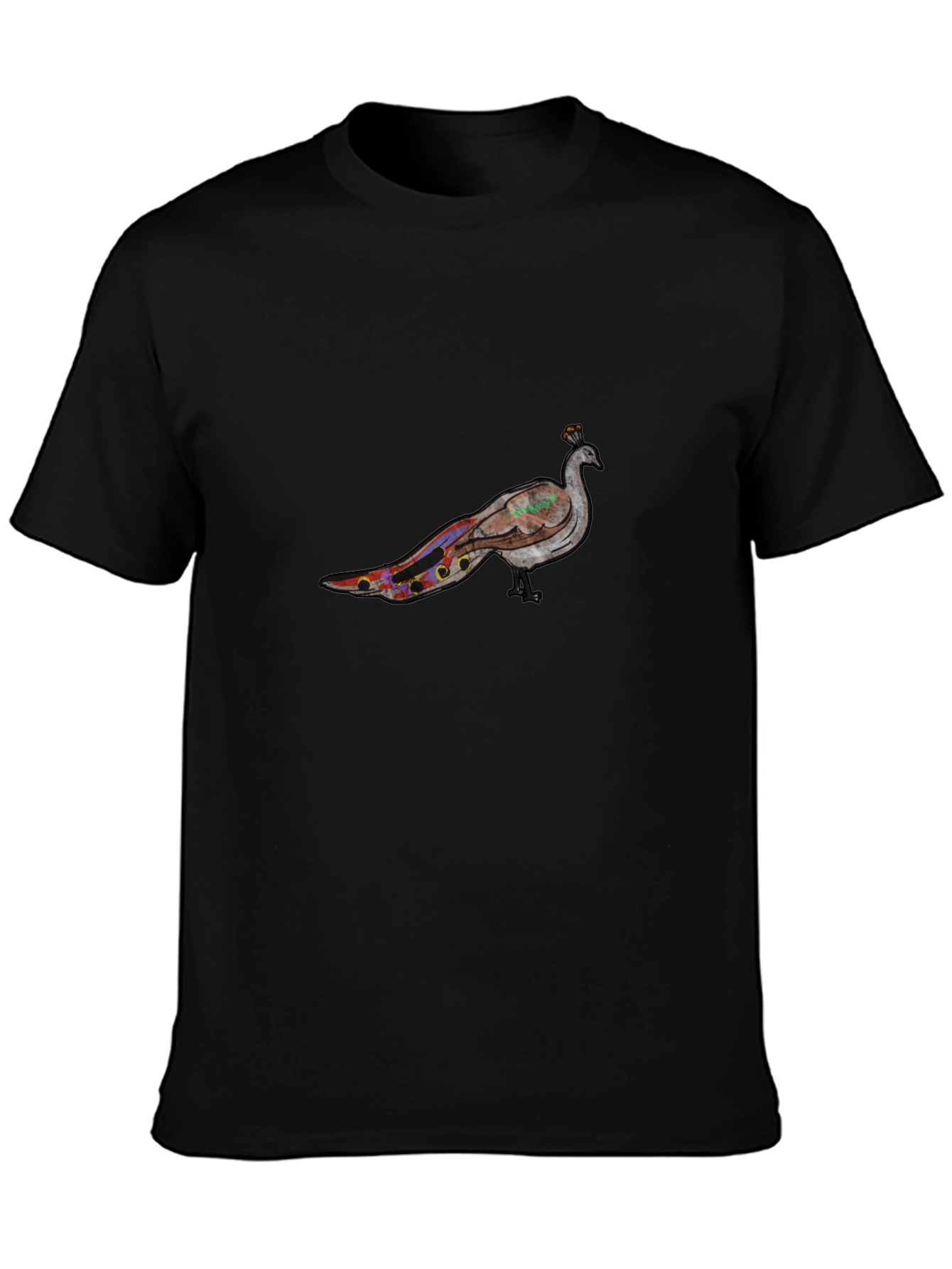 Black Peacock Graphic Black T-Shirt view 3