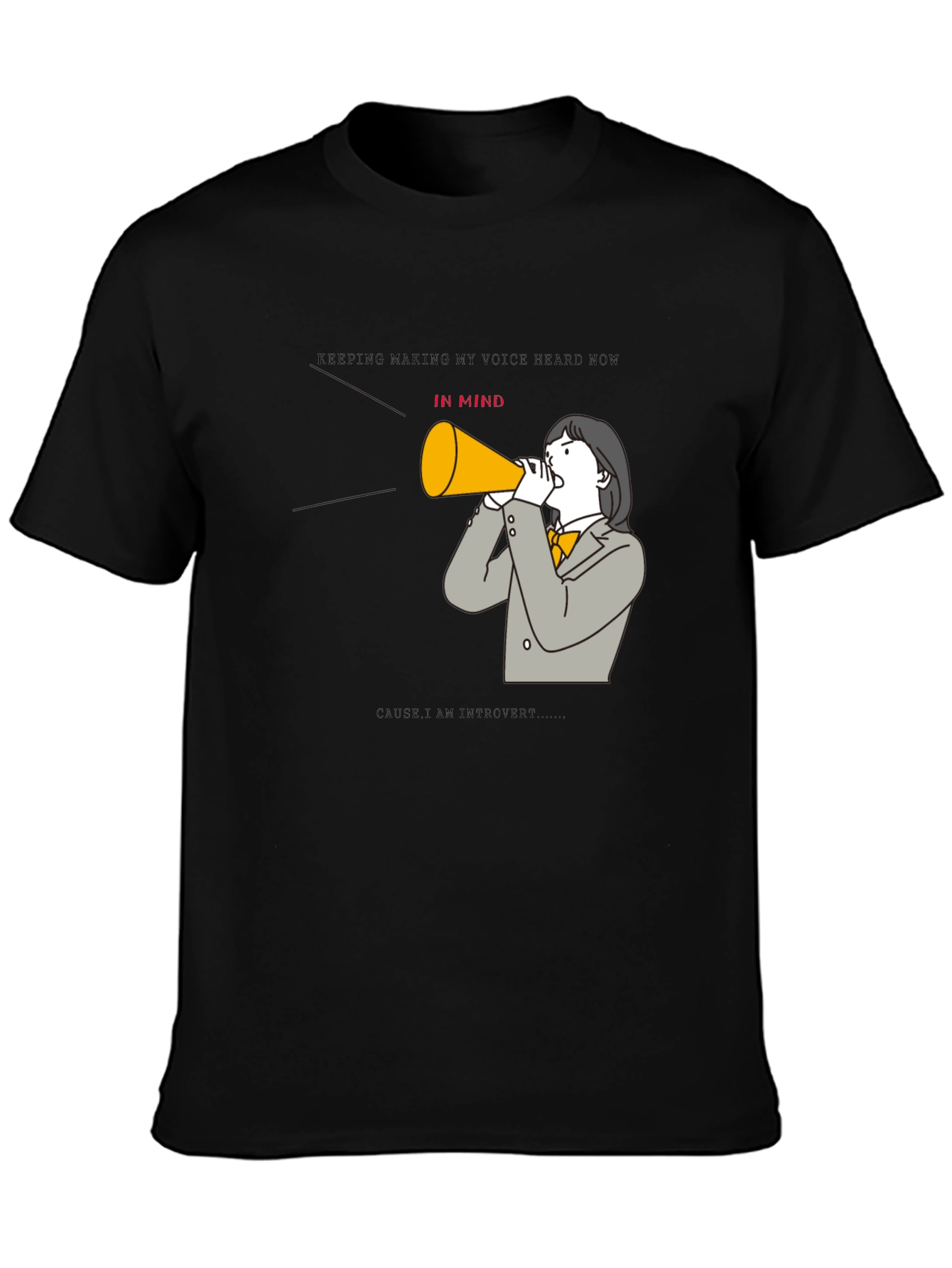 Black Introvert Voice T-Shirt - Hear Me Now view 3