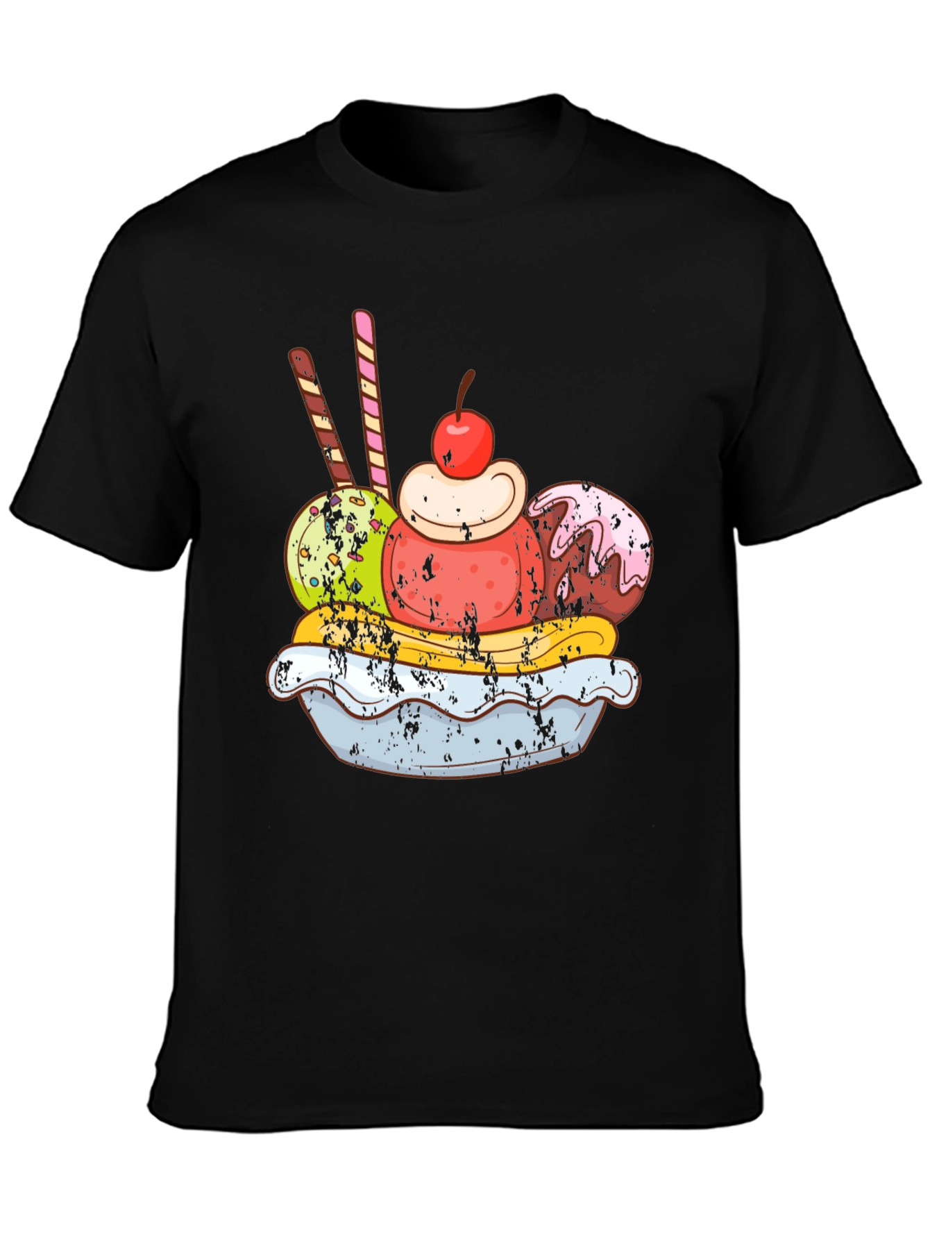 Black Ice Cream Sundae Graphic Tee - Tasty Design view 3