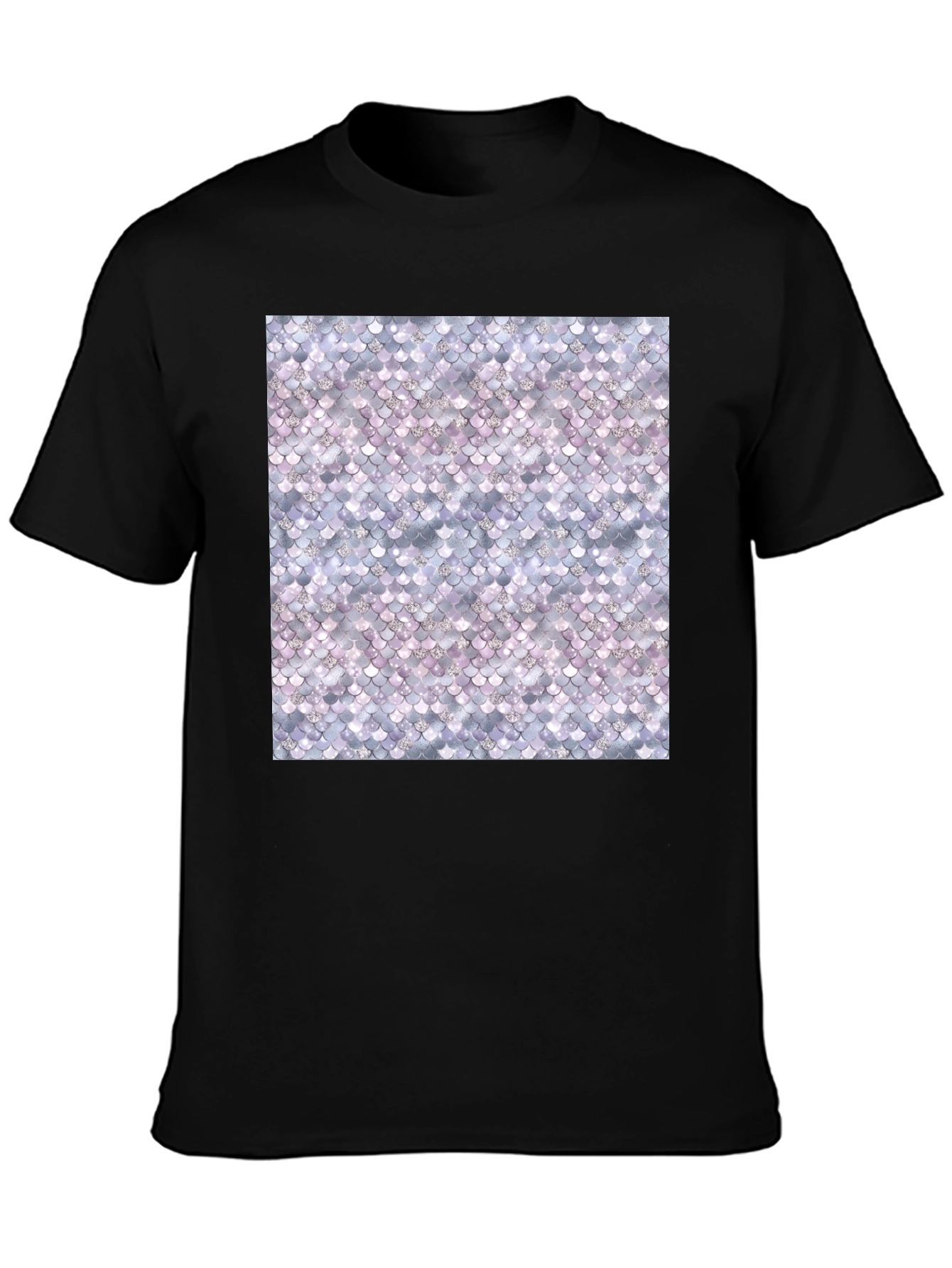 Black Mermaid Scale Pattern Tee - Stylish & Unique view 3
