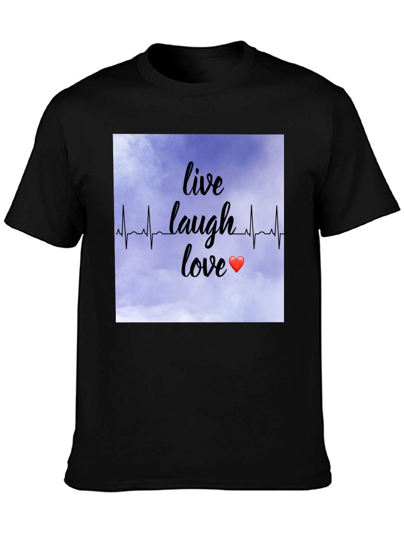 Black Live Laugh Love Heartbeat T-Shirt view 3