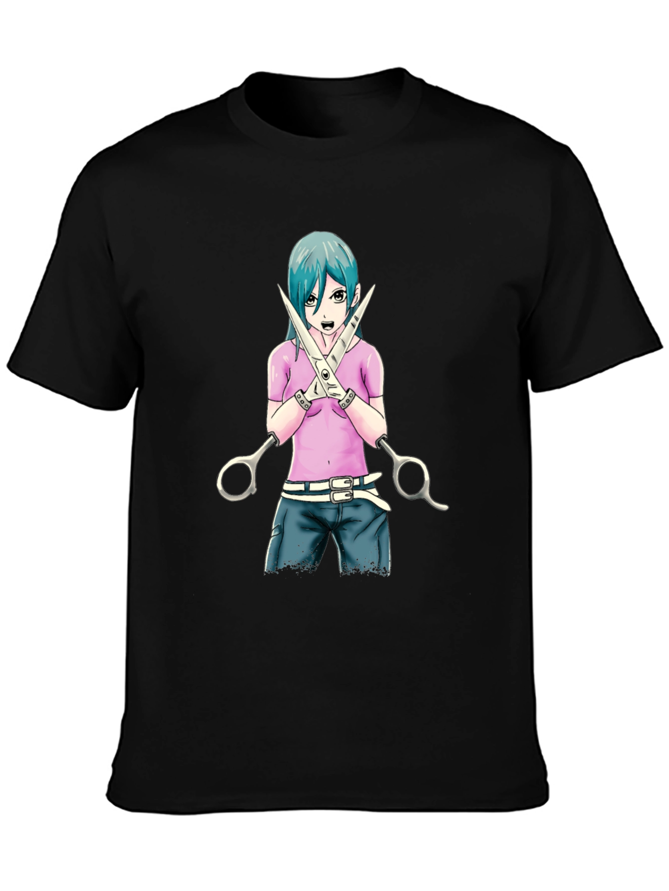 Black Anime Girl Graphic T-Shirt - Stylish Cotton Tee view 3