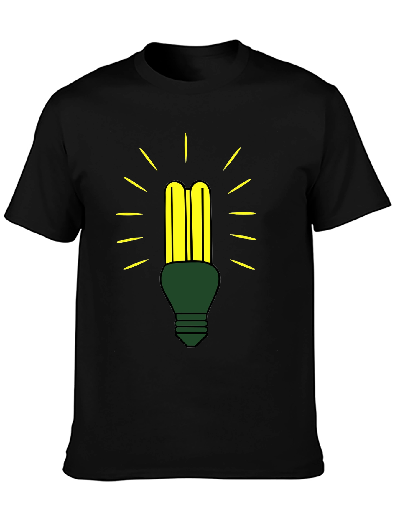 Black Eco-Friendly Light Bulb Graphic Tee view 3