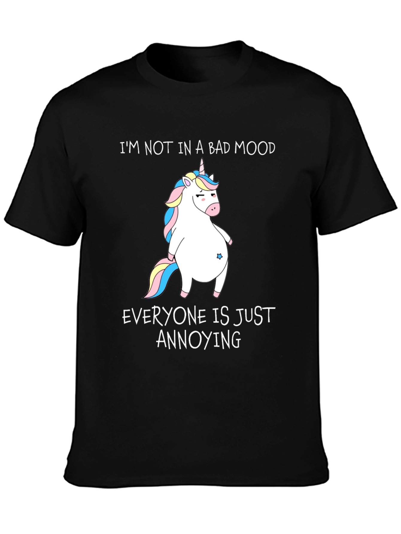 Black Funny Unicorn T-Shirt - I'm Not In A Bad Mood view 3