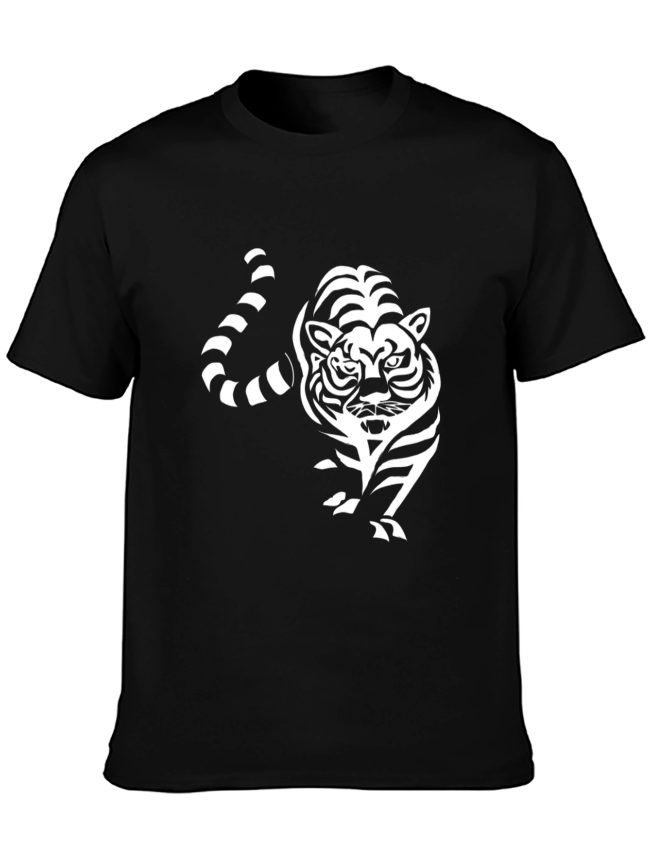 Black Striking Tiger Graphic Black T-Shirt view 3