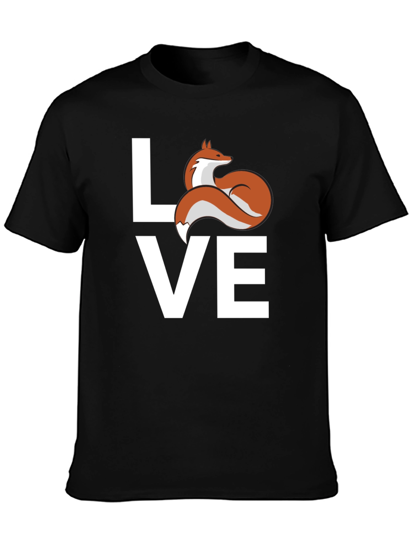 Black Love Fox Graphic T-Shirt - Cute Animal Tee view 3
