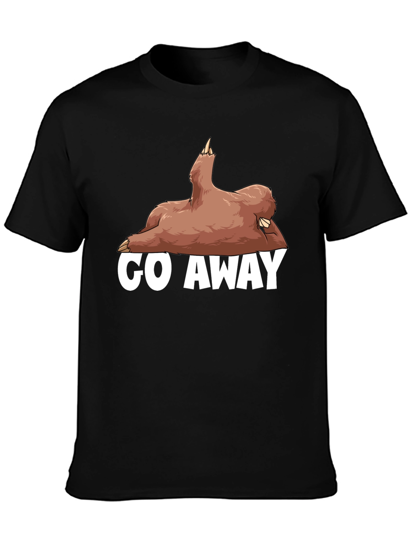 Black Go Away Sloth Graphic T-Shirt - Funny Casual Tee view 3