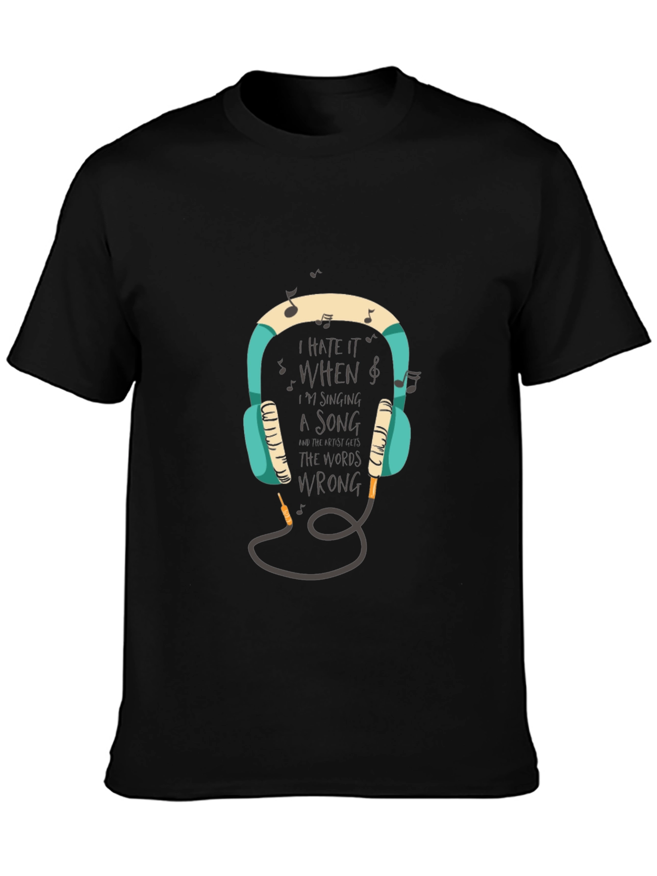 Black Music Lover's Tee: Headphones & Wrong Lyrics Humor view 3