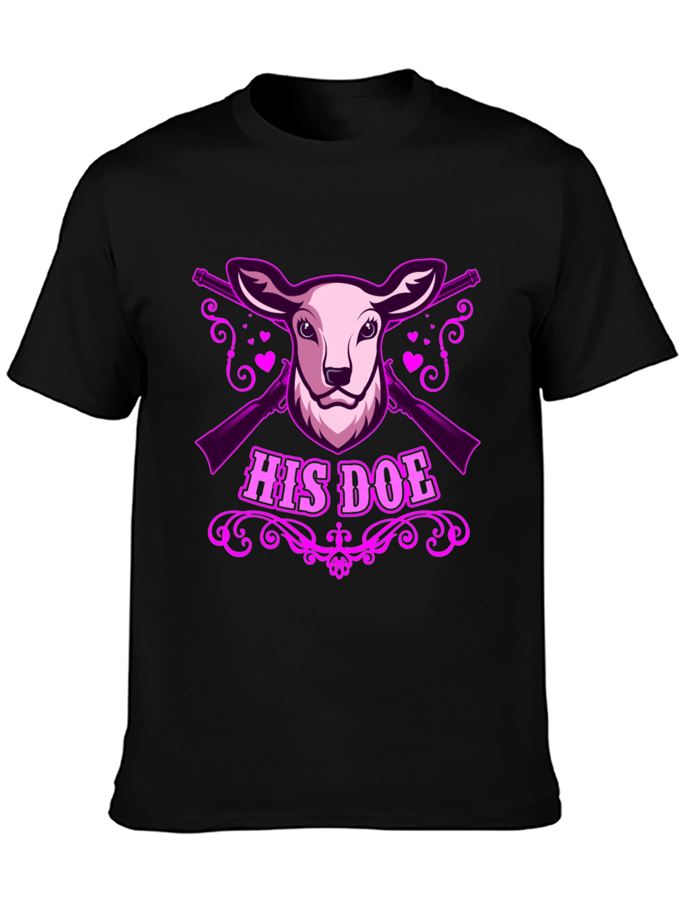 Black His Doe Graphic Tee - Hunting Couple Apparel view 3
