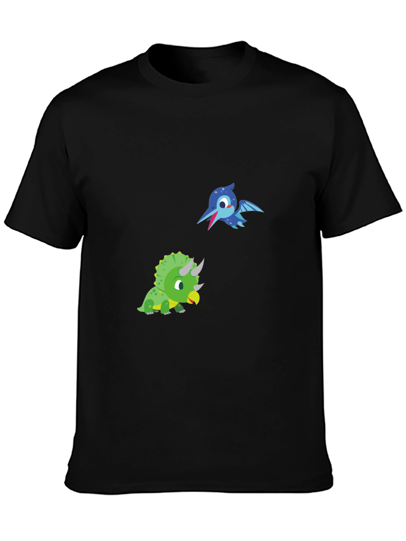Black Dino Pals Black Tee - Cartoon Dinosaur T-Shirt view 3