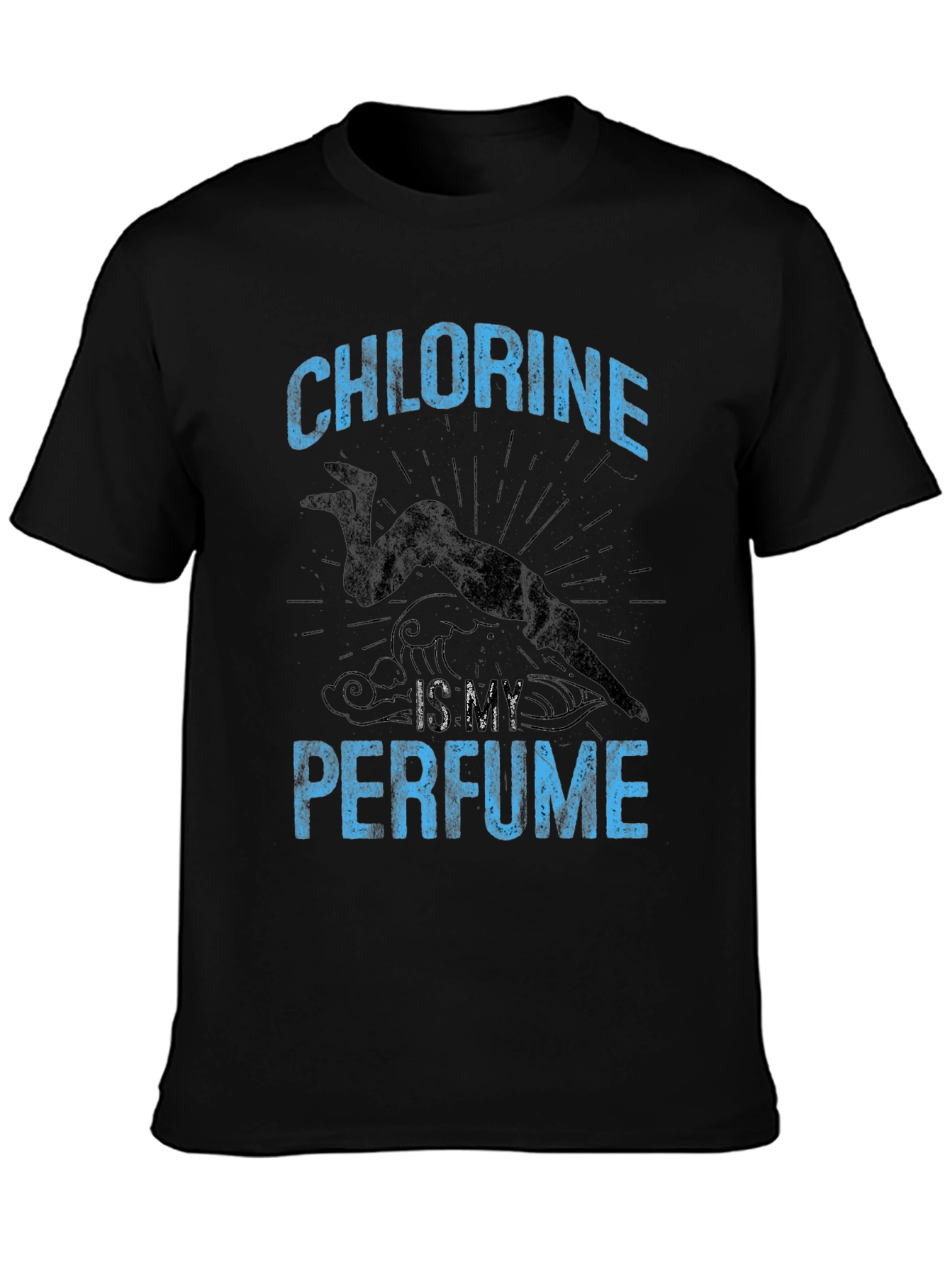 Black Chlorine is My Perfume Funny Swimmer T-Shirt view 3